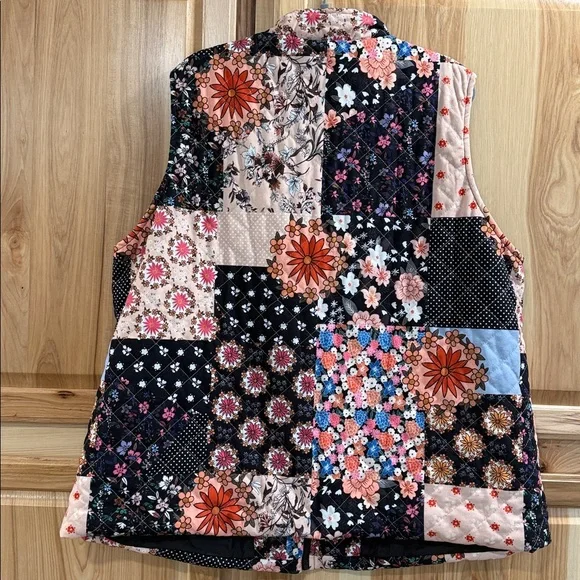 Emery Rose Black Layering Patchwork Floral Boho Cottagecore Women's Vest Sz 3XL - Picture 6 of 10